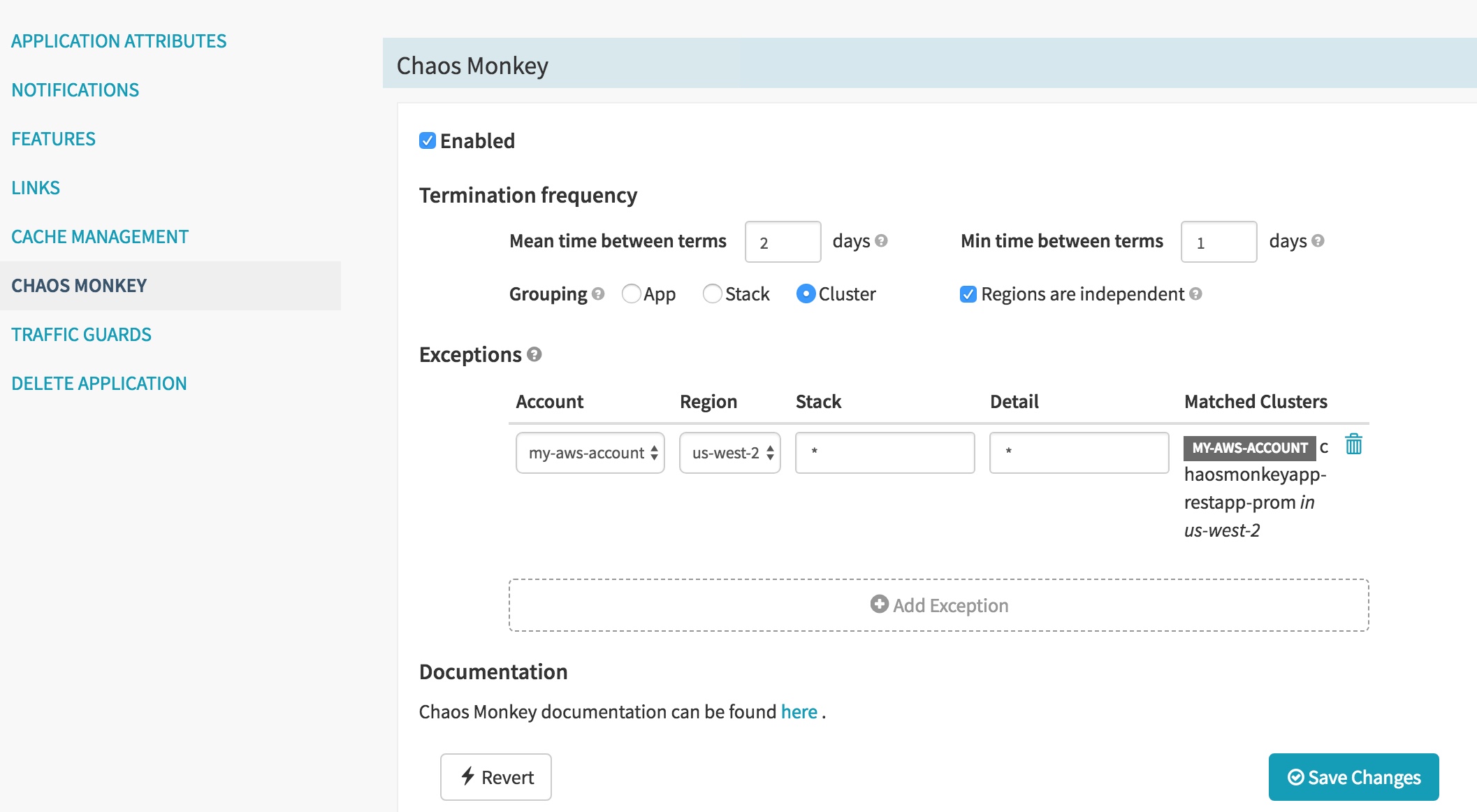 Configuring Chaos Monkey for an Application