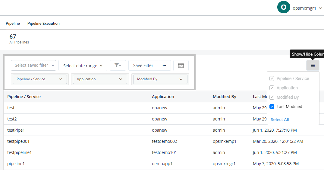 Examples of finding Spinnaker pipeline configuration and pipeline execution in an environment using Audit filters