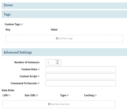 Configure the target VM machine type, zone and custom tags if any to attach to the resources created by Deploy stage