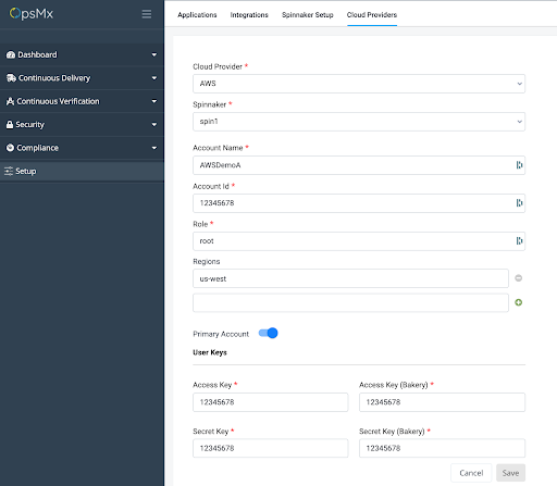 Adding AWS Cloud Provide Account via OES UI
