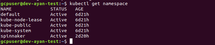 kubectl get namespace