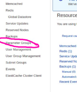 Redis-cluster parameter groups