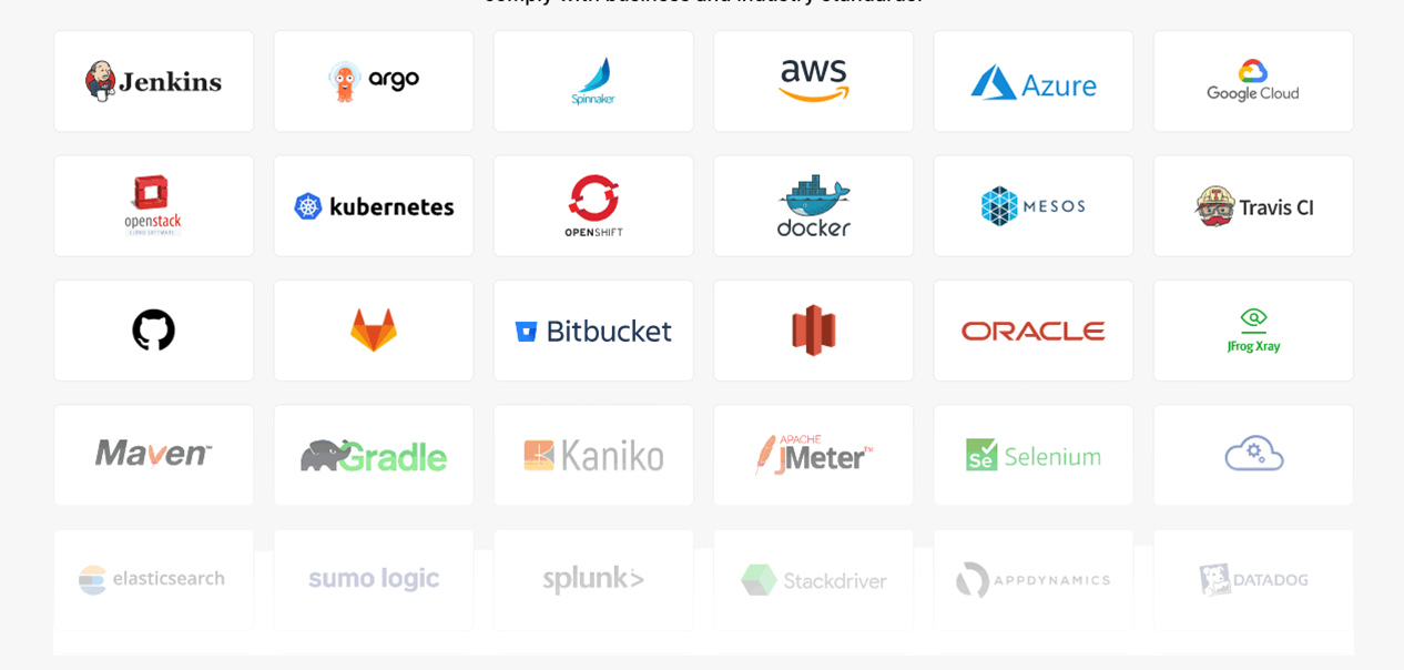 An open integration framework with deep, native integrations to over 70 common CI/CD tools